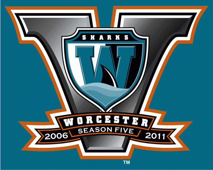 Worcester Sharks 2010 11 Anniversary Logo iron on heat transfer